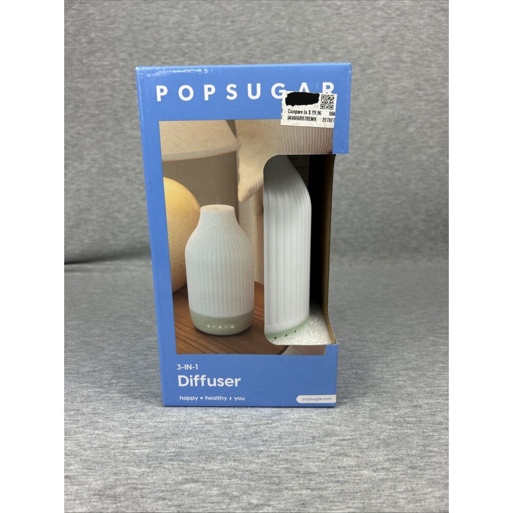 POPSUGAR 3-in-1 Oil Diffuser Adjustable Misting Natural Sounds Ambient Light NEW